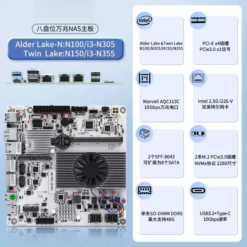 8-Bay NAS Motherboard with  N1 - Nas Motherboard 8 Sata Mini Itx review and price